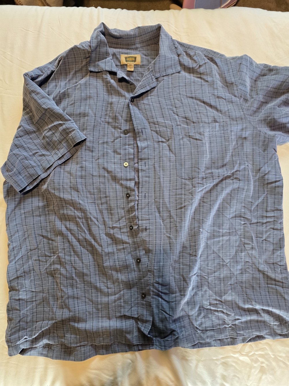 The Foundry Supply Co. Men’s Blue Plaid Short-Sleeve Button-Up Shirt